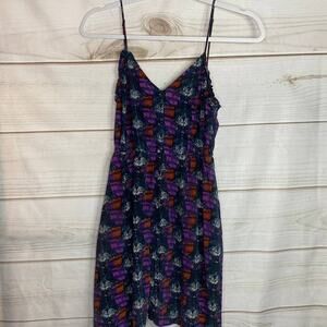 Ecote Urban Outfitters Purple & Blue Sleeveless Silk Mini Dress Size Small